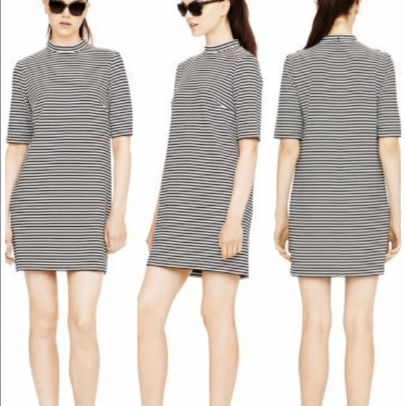 CLUB MONACO STRIPED SHORT SLEEVE SHIFT DRESS 8 * - Picture 1 of 12